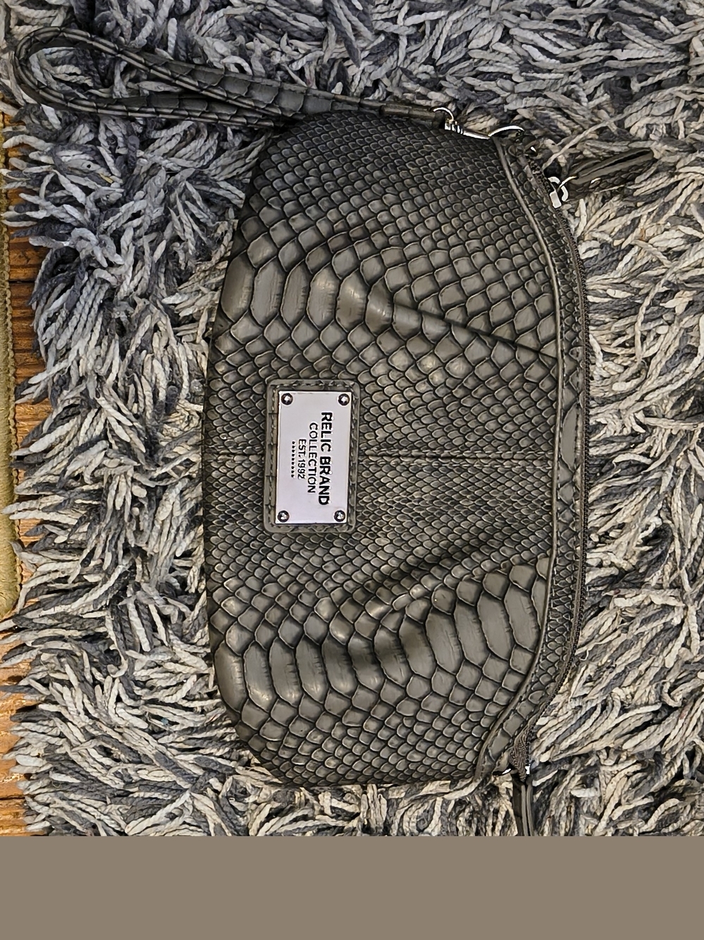 Relic Faux-Python Crossbody Bag in Gray